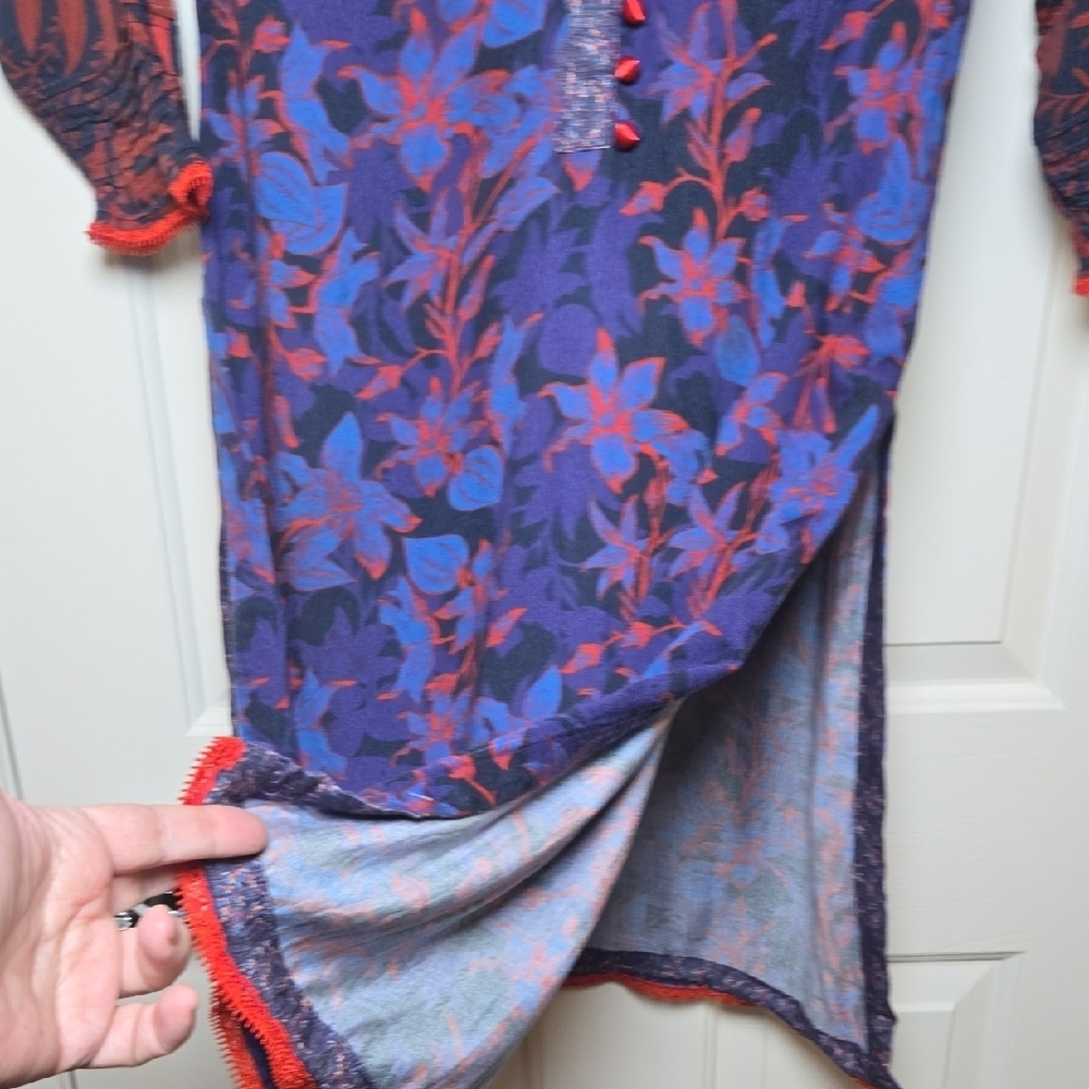 Hand Crafted Beautiful Tunic L Exotic Soft Elegant boho chic WHIMSY Artsy INDO - Picture 4 of 17